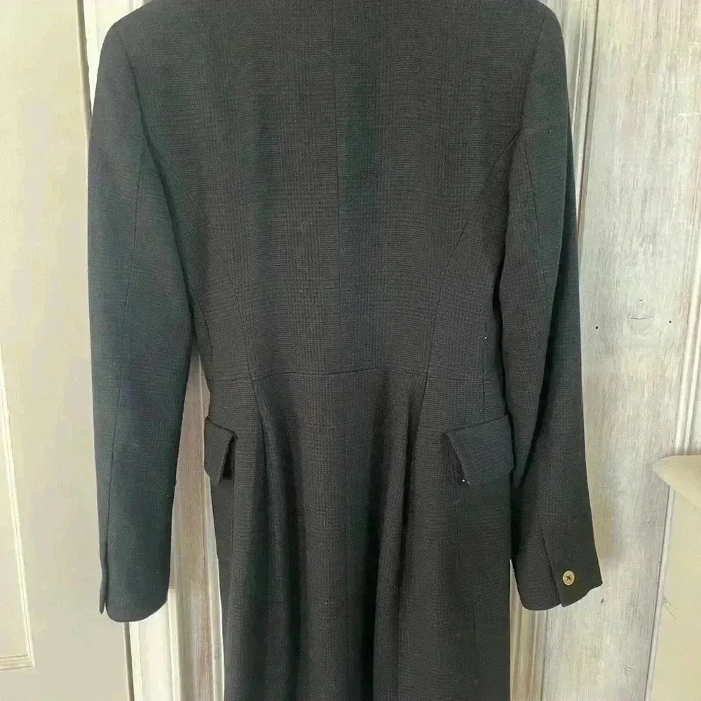 RACHEL ROY navy tweed mid length tailored blazer gold button detail 0/XS preppy - Picture 5 of 11